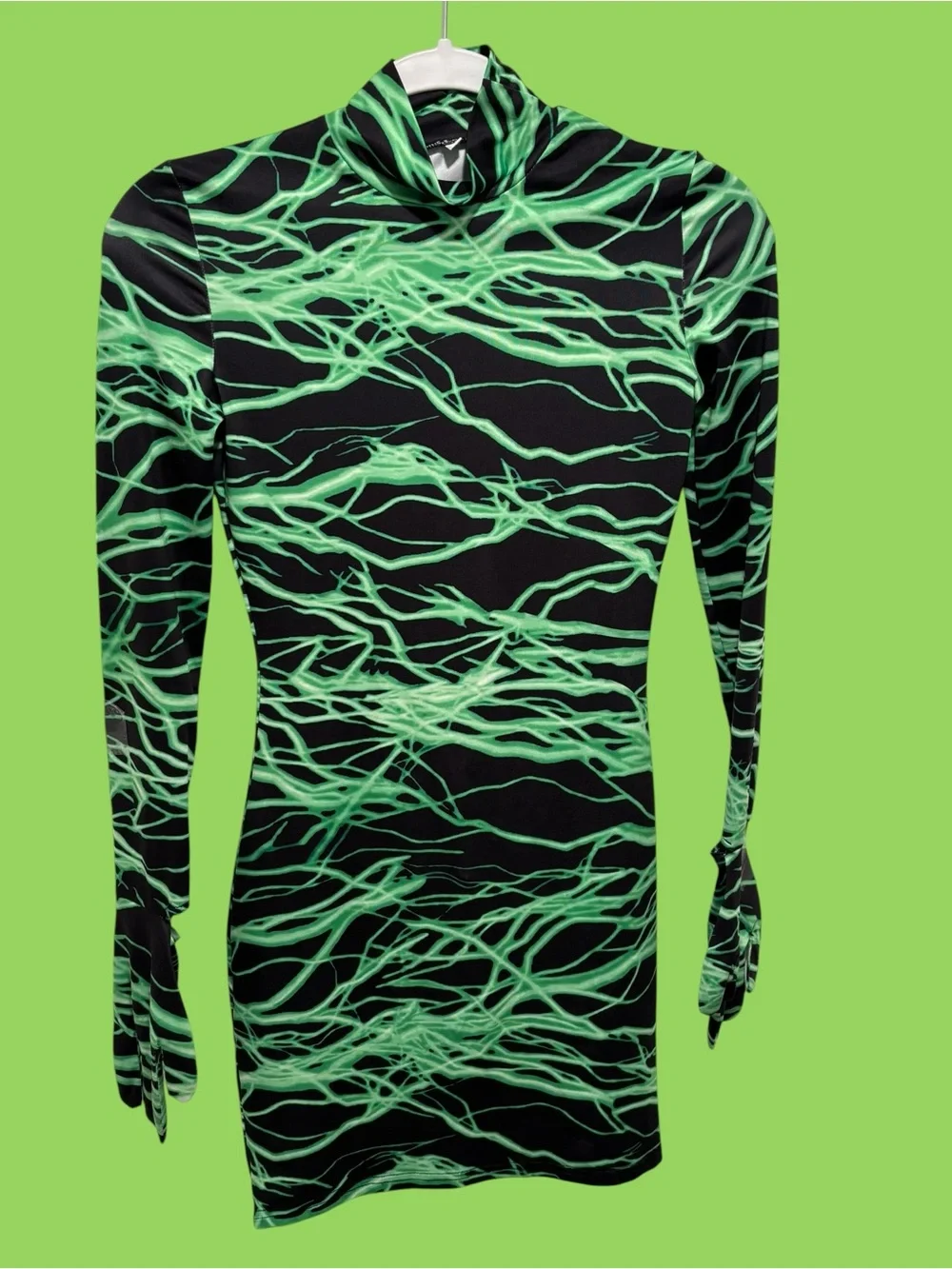 Neon Green Lightning Print Costume Dress - Unbranded